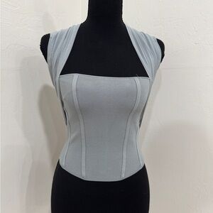 Zara Light Gray Structured Crop Top
